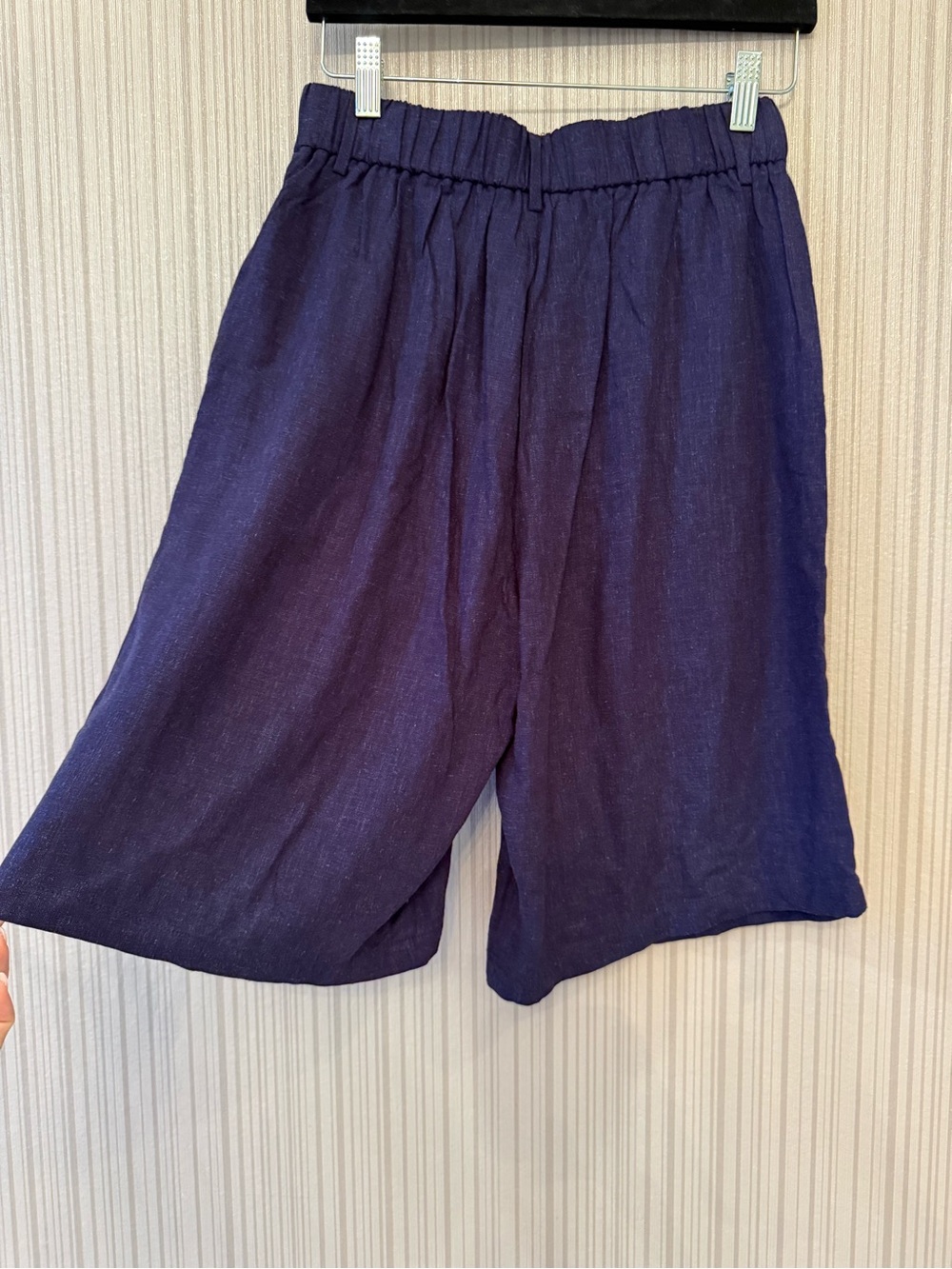 NWT Navy Wide-Leg Bermuda linen Women’s Shorts - Picture 5 of 9